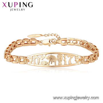 75446 Xuping preço competitivo simples 18k pulseira de corrente de ouro com liga de cobre